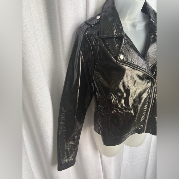 NEW Faux Vegan Leather Fashion Black Moto Jacket Charlotte Russe Size Large 0339 - Picture 3 of 12